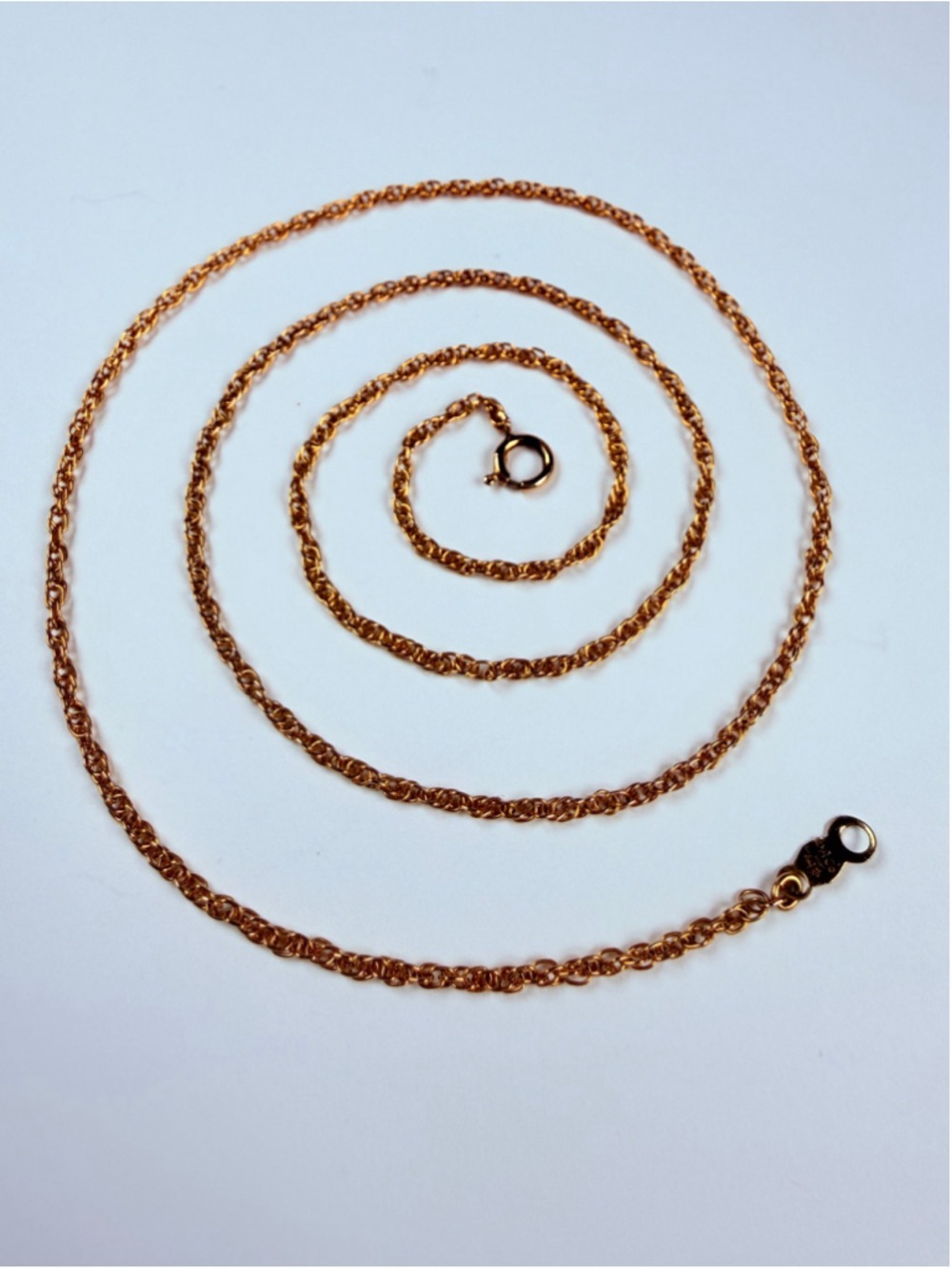 14K Solid Yellow Gold Classic Twisted Rope Link Chain 1.5MM ACO Necklace 18”